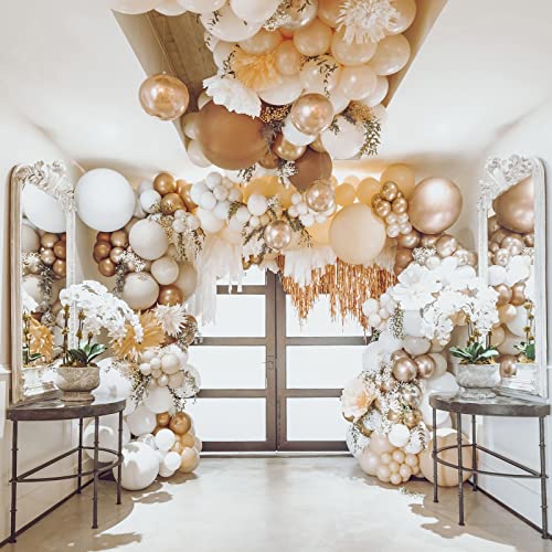 Image of PartyWoo Nude Balloons 4pcs 36 Inch Apricot Fall Neutral Boho Latex Balloons for Jungle Safari Thanksgiving Boy Baby Shower Birthday Anniversary Neutral Themed Party Decorations Brown-Y103