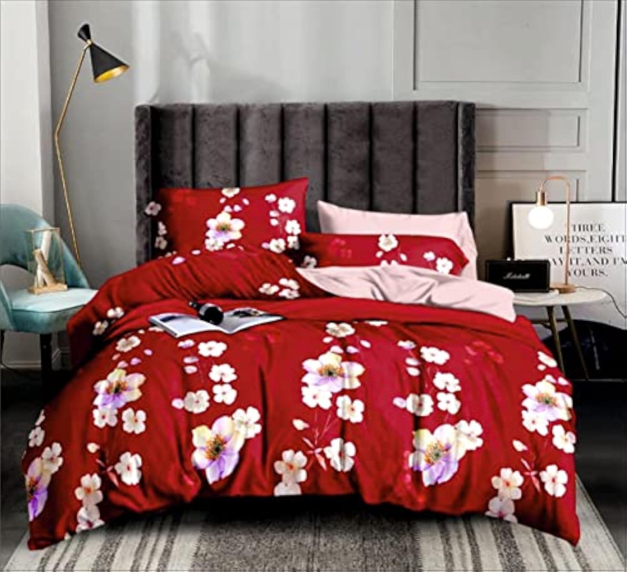 Comforter Double Bed Blanket for Winter, Grey & Blue