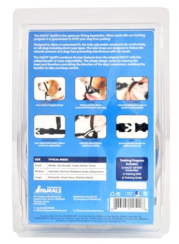 HALTI Optifit Headcollar - To Stop Your Dog Pulling on the Leash. Adjustable, Reflective and Lightweight, with Padded Nose Band. Dog Training Anti-Pull Collar for Large Dogs (Size Large)
