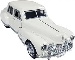 Carrinho De Ferro Clássico Fleetwood Miniatura Coleção 1/32 Abertura de Portas Fricção (Branco Pérola)