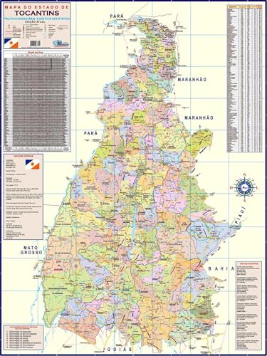 MAPA/POSTER DO ESTADO DO TOCANTINS - DIMENSÕES: LARGURA 89 CM X ALTURA 117 CM