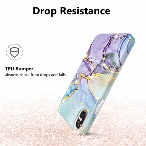 Coque iPhone X antichoc fine en silicone effet marbre pailleté - 5