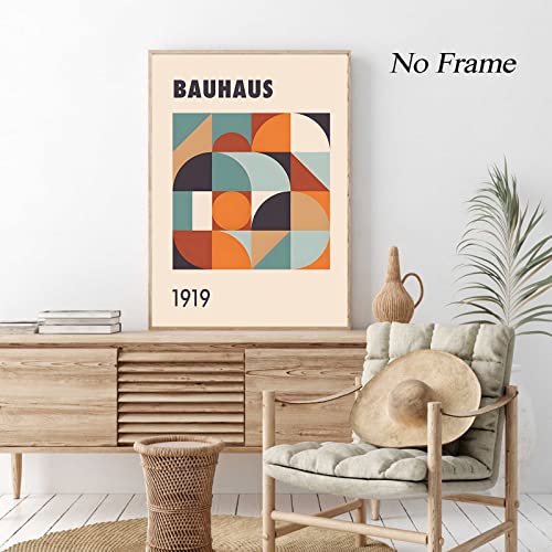 Bauhaus Wall Art Mid-Century Modern Artwork Geometric Bauhaus Poster Blue Orange Color Block Art Print Geometric Abstract Shapes Wall Art Minimal Art Prints Modern Abstract Wall Art 16X24Inch No Frame #TOP3