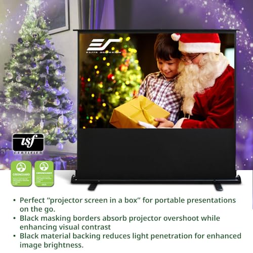 Elite Screens F95XWH2 Ezcinema 2, 95-Inch 16:9 Manual Floor Pull Up Scissor Backed Projector Screen, Portable Home Office Classroom Front Projection W/ Carrying Bag thumb #2