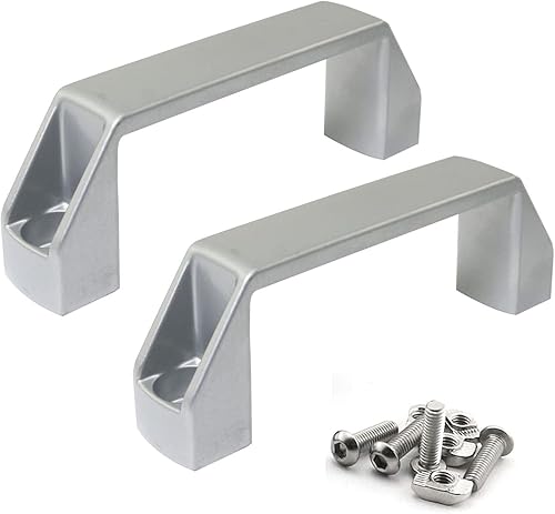 PZRT Paquete de 2 manijas industriales rectangulares de aleación de aluminio plateado para 20 series de accesorios de perfil de extrusión de