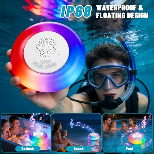 Image of 2 Pack Floating Pool Lights with Bluetooth Pool Speaker, 2-in-1 RGB Pool Lights, IP68 Waterproof, 360 Hi-Fi Sound for Pool, Hot Tub and Outdoor Parties