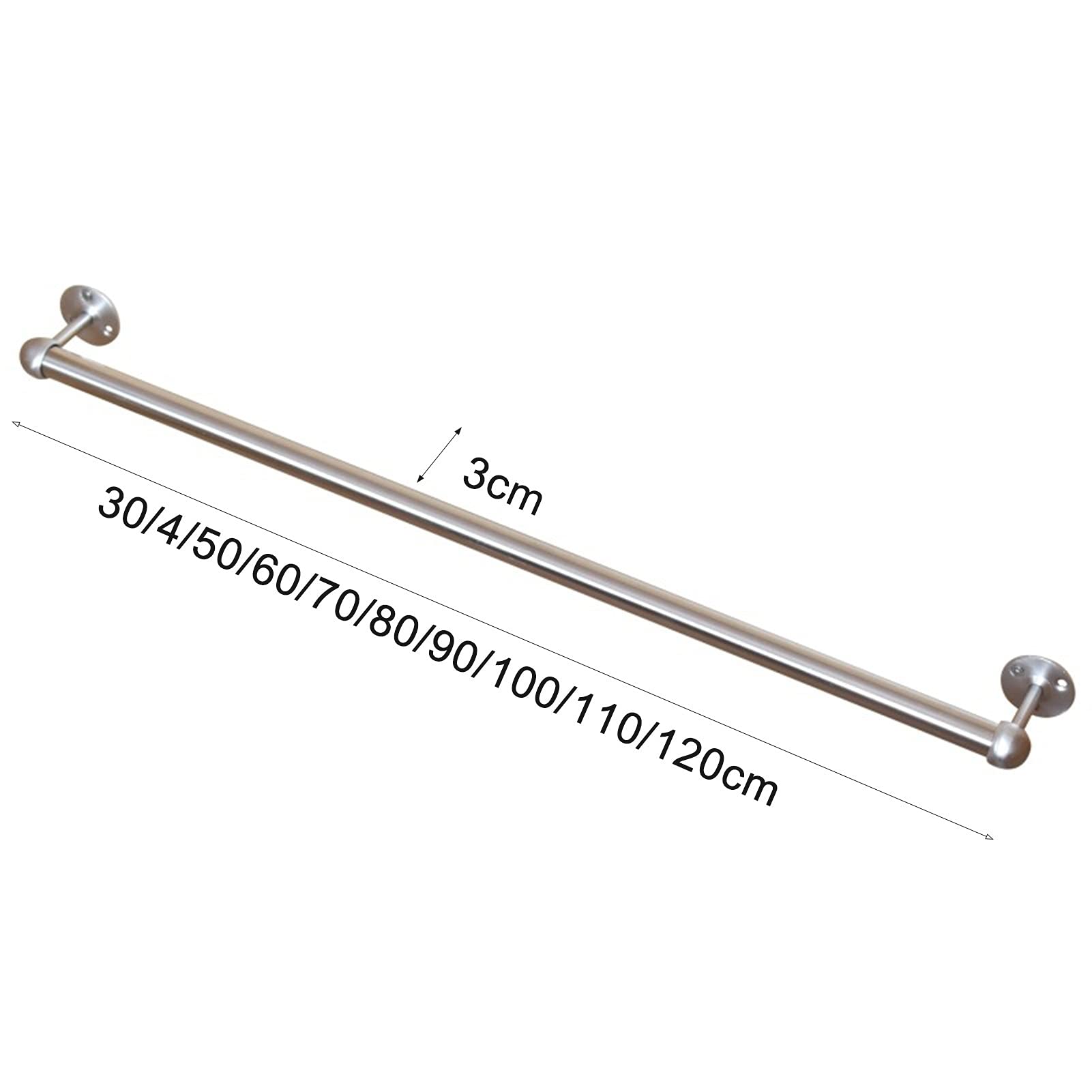 Portasciugamani in acciaio inox SUS 304 di alta qualità, 100 cm, da parete, rotondo, finitura argento, per bagno e cucina, durevole, con viti incluse