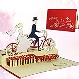tarjetas para felicitar matrimonio Lin Pop Up 3d saludo tarjeta de felicitación para boda, boda, invitaciones de boda, novios con bicicleta