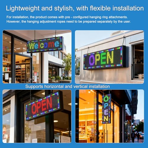 Image of P10(26 inch * 7 inch) Scrolling Led Sign Programmable Outdoor Digital Signs For Business Electronic Message Board Wifi Control Display Screen Panel Custom Full Color Neon Advertising Word Light