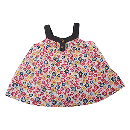 Image of Nino Bambino 100% Organic Cotton Floral Print Square Neck Tunic Dress with Shorts for Baby Girls