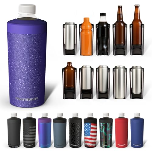 Image of Universal Buddy XL Can Cooler by Frost Buddy - Fits 12-ounce, 16-ounce, 20-ounce, and 24-ounce Cans and Bottles - Keep Your Drinks Refreshingly Chilled for over 12 hours. (Purple Glitz)