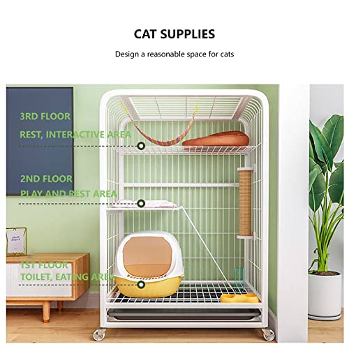 HGML Gaiola de gato, caixa de 4 níveis, cercado de metal espaçoso para animais de estimação, para po