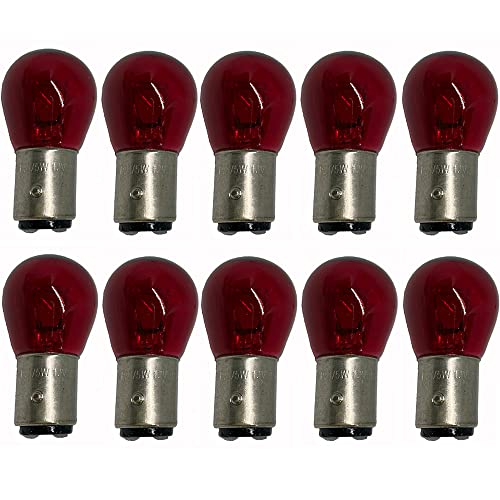 MONEYN 10 Unids Coche Auto Scooter Indicador Break Parking Turn Light Bombilla Lámpara Halógena Bombilla 12V,Rojo,1156 BA15S Cover