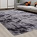 Produktbild CAROMIO Teppich Klein Schlafzimmer,Soft Area Rug Schlafzimmer Shaggy Teppich Zottige Teppiche Flauschige Bunte Batik-Teppiche Carpet Dunkelgrau,60x90 cm