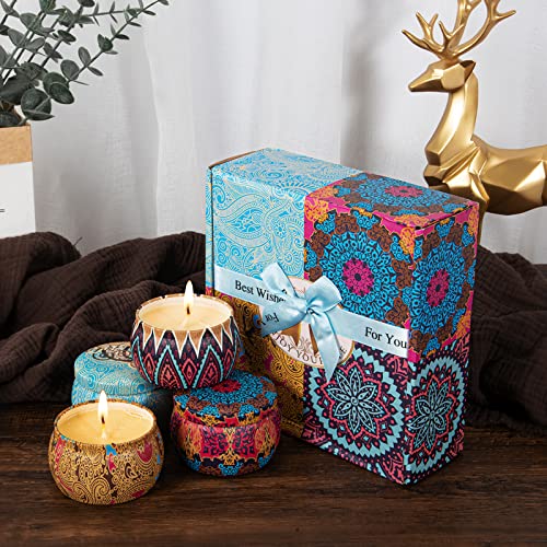 TTRWIN 4 Pack Scented Candles Gift Set, Lemon, Lavender, Fig, Rose Scented Candle,125g Natural Soy Wax, 30h Long Burning, Christmas, Valentine's Day, Mother's Day, Gift Wrapping, 7.5 * 5CM - Image 8