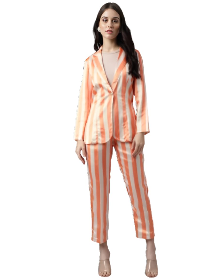 trymisfit Women's Striped Business Blazer Set – 2-Piece Tailored Blazer with Slim-Fit Trousers – Formal Wear for Office, Parties, and Special Occasions-picture-10