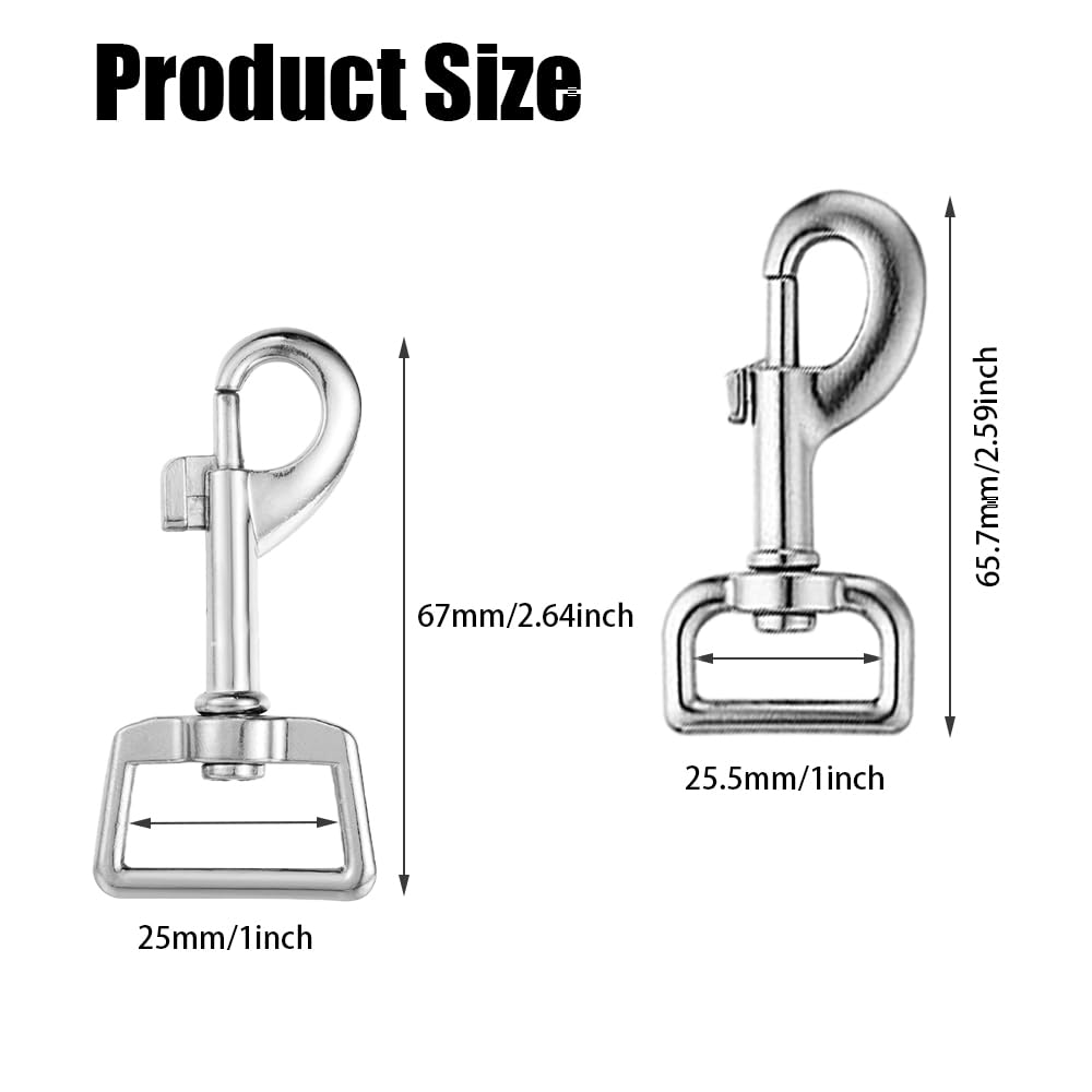 3 PCS Dog Lead Clips Square Eye 360° Leash Swivel Snap Hook Heavy Duty Trigger Clips Clasp Buckle for Connecting Pet Collars Keychains Dog Leash - Image 2