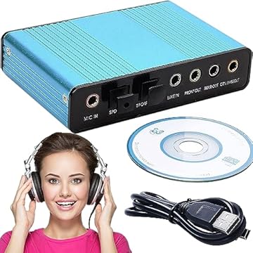 Retoo Scheda audio esterna 7.1 Surround, adattatore audio stereo, regolazione del volume, connettore per cuffie, microfono, disattivazione microfono per PC