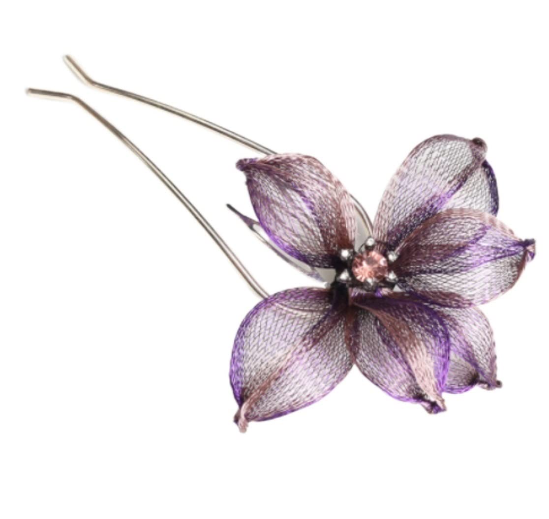 Grzebień do włosów ślubne akcesoria dla nowożeńców Rhinestone boczne grzebienie kwiaty klips spinki w kształcie litery U(Purple)