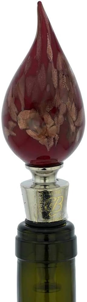 Glass Of Venice Murano Glass Red Flame Bottle Stopper