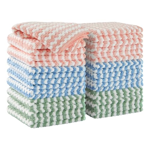 JOYMOOP 18 Pack Microfiber Cleaning Cloth Kitchen Towels for Dish Drying Washing Absorbent Streak Free Lint Free Rags for Cleaning Reusable and Washable Towels 984 x 984