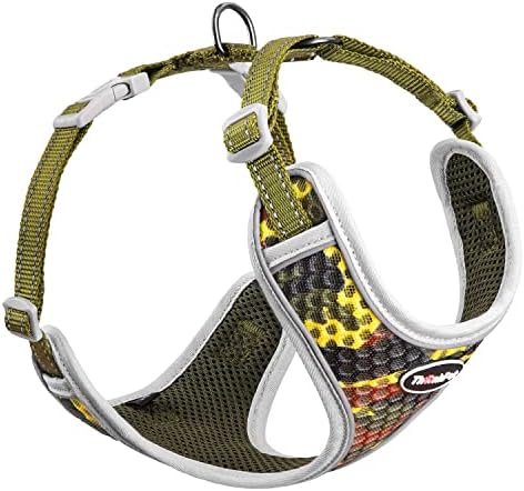 ThinkPet Reflective Breathable Soft Air Mesh No Pull Puppy Choke Free Over Head Vest Ventilation Harness for Puppy Small Medium Dogs (Neon Green,M)