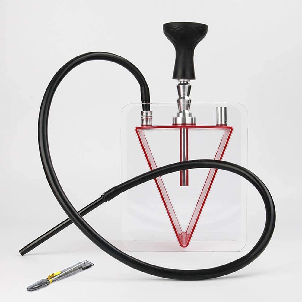 ND Big Smoke Acrylic Triangle Pot Hookah Shisha Set Bar KTV Cafe Sheesha Complete 1 Hose (Red)