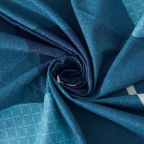 Image of DECOMIZER Super Soft Glace Cotton King Size AC Comforter II Blanket II Duvet for Double Bed with 1 Flat Bedsheet and 2 Pillow Cover - 4 Piece Comforter Set - Navy Square-300 TC
