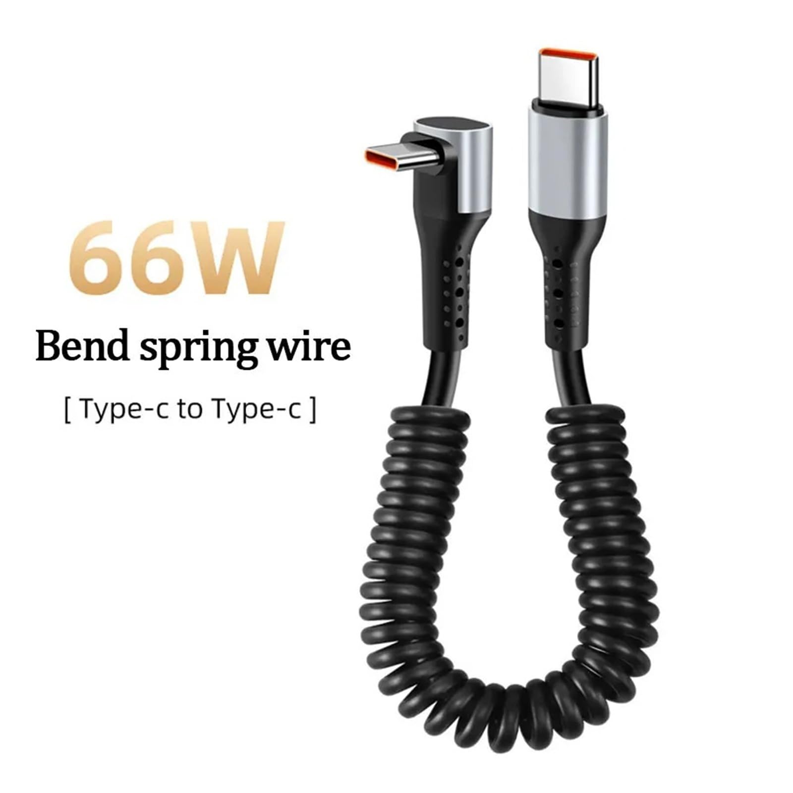 Cavo USB C 90° a molla 6A 66W ricarica rapida tipo C per Samsung per Xiaomi