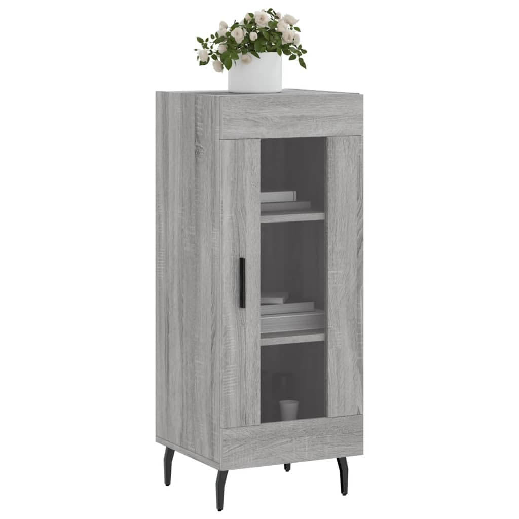 Kredens Sonoma szary, 34,5 x 34 x 90 cm, z materiału drewnopochodnego, ze szklanymi drzwiami, wszechstronne miejsce do przechowywania do sypialni i salonu, trwałe meble