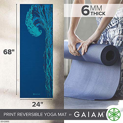 Gaiam Yoga Mat - Premium 6mm Print Reversible Extra Thick Non Slip Exercise & Fitness Mat for All Types of Yoga, Pilates & Floor Workouts (68" x 24" x 6mm Thick) - Image 5