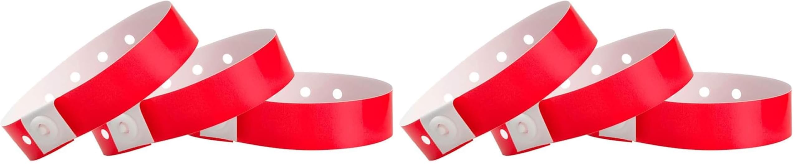 100 WristCo Neon Red Plastic Wristbands for Events – Extended Wear, Secure Snap Prevents Reuse – Premium-Grade Bracelets for Hospital &amp; Medical ID, Party &amp; VIP Identification (Pack of 2)