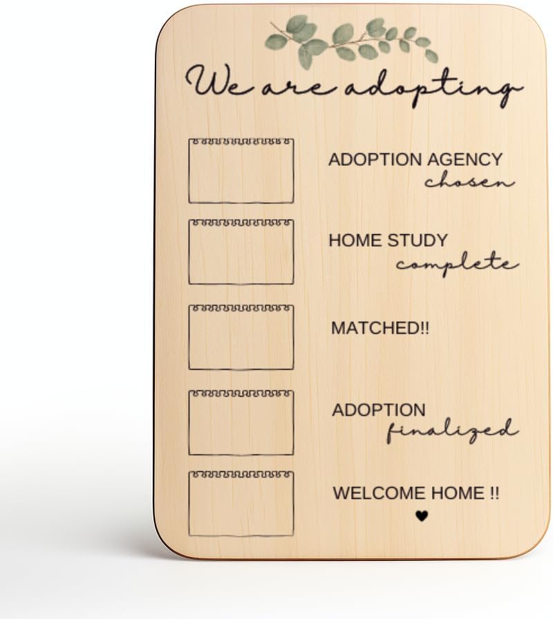 Amazon.com: Prezzeluna Wooden Adoption Milestone Sign - Adoption GIft ...
