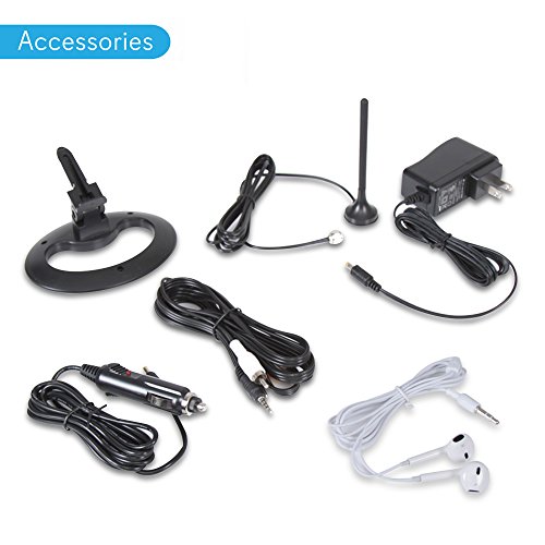 9 Inch Portable Widescreen TV - Smart Rechargeable Battery Wireless Car Digital Video Tuner, 800x480p TFT LCD Monitor Screen w/ Dual Stereo Speakers, USB, Antenna, Remote, RCA Cable - Pyle PLTV9553