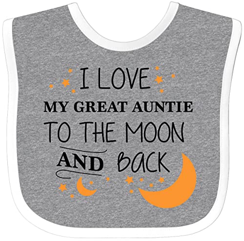 inktastic I Love My Great Auntie To the Moon and Back Baby Bib Heather and White 2965b