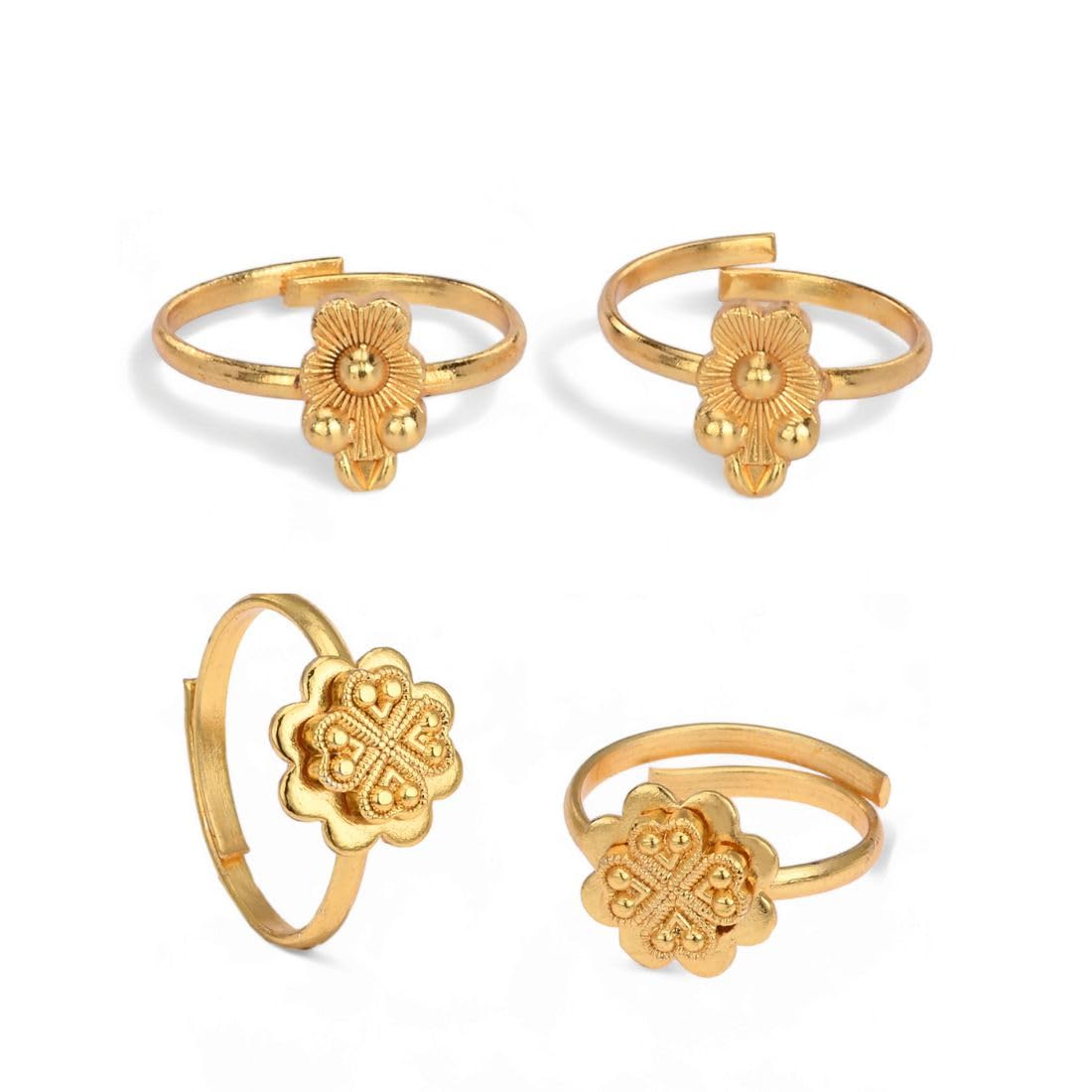 aanyacentric Set of 2 Pair Toe Rings Adjustable Traditional & Fashionable Accessories for Women-picture-38