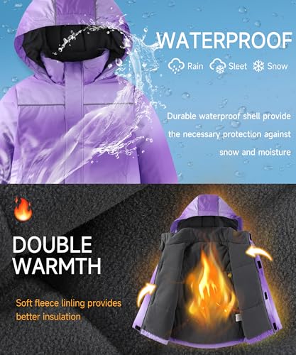 Image of M2C Boys Girls 2-Piece Snowsuit Thicken Patterned Ski Jackets and Pants