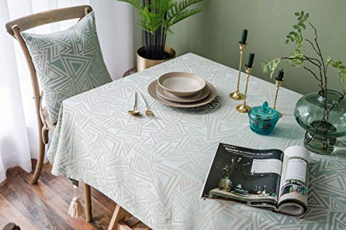 Nappe Rectangulaire Jacquard de Qualité Supérieure Verte à Franges - 5