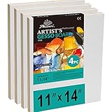 PHOENIX Gesso Boards for Painting - 11x14 Inch / 4 Pack - Smooth Surface 3/4 Inch Cradled Wood Panels for Oil & Acrylic Paints, Crafts & Pouring Art