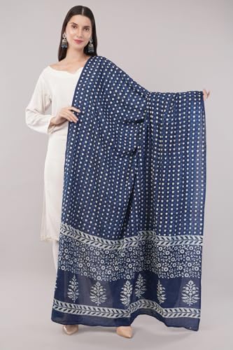 Authentic Handprinted Indigo Pure Cotton Dupatta/Shawl/Wrap/Scarf - Handmade with Natural Indigo Dye4