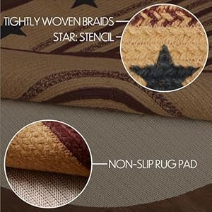 VHC Brands Potomac Jute Rug Oval Stencil Stars w/Pad 36x60 VHC Brands Potomac Jute Rug Oval Stencil Stars wPad 36×60