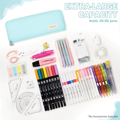 Image of CICIMELON Metal Pencil Case Large Capacity Pencil Pouch 3 Compartments Pencil Bag Gift For Students Girls Adults Women(Light Blue)
