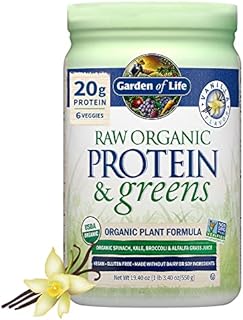 Garden of Life Raw Organic Protein & Greens - Vanilla - Vegan Protein Powder for Women and Men, Plant Protein, Pea Protein, Greens & Probiotics - Dairy Free, Gluten Free Low Carb Shake, 20 Servings