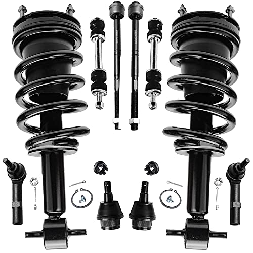 Image of Detroit Axle - Front 10pc Suspension Kit for Chevy Avalanche Tahoe Suburban GMC Sierra Yukon XL 1500 Cadillac Escalade ESV EXT, Struts Tie Rods Sway Bars Lower Ball Joints Replacement