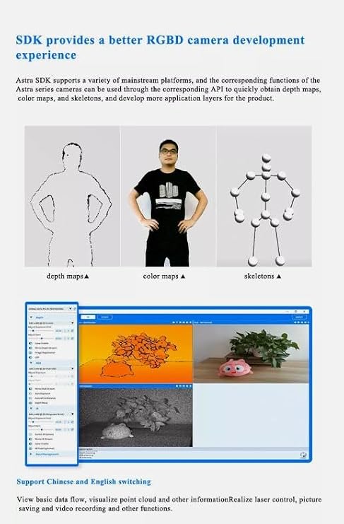 Depth Camera 0.6-8M ROS Robotics 3D Scanning Face/Gesture Recognition for Astra Pro