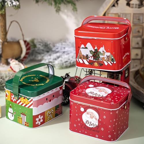 Latas de metal para galletas con asa pack de 6 recipientes herméticos 4
