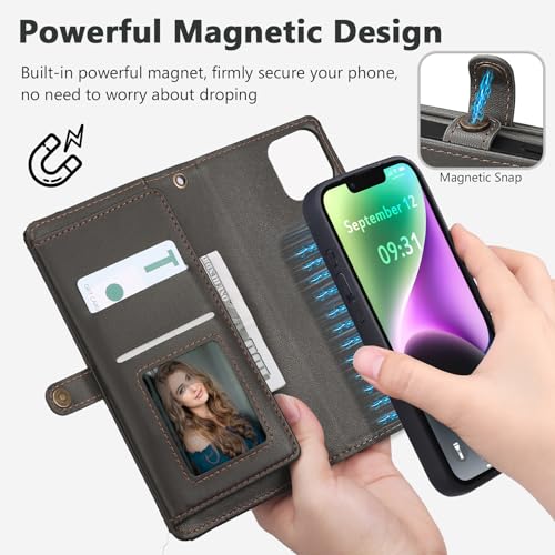 BLISLIAR Wallet Case for iPhone 14 with Card Holder/Crossbody Wallet/Strap| RFID Blocking | Magnetic | Kickstand | Detachable | PU Leather Phone Case for iPhone 14,6.1 in,Black by BLISLIAR - Used condition - Image 8