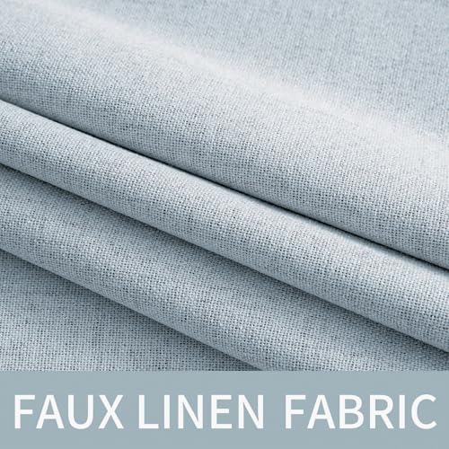 Image of MIULEE Linen Textured Curtains Solid 100% Blackout for Bedroom Thermal Insulated Chambray Blue Grommet Room Darkening Curtains & Drapes Luxury Decor for Living Room 52 x 72 Inch (2 Panels)