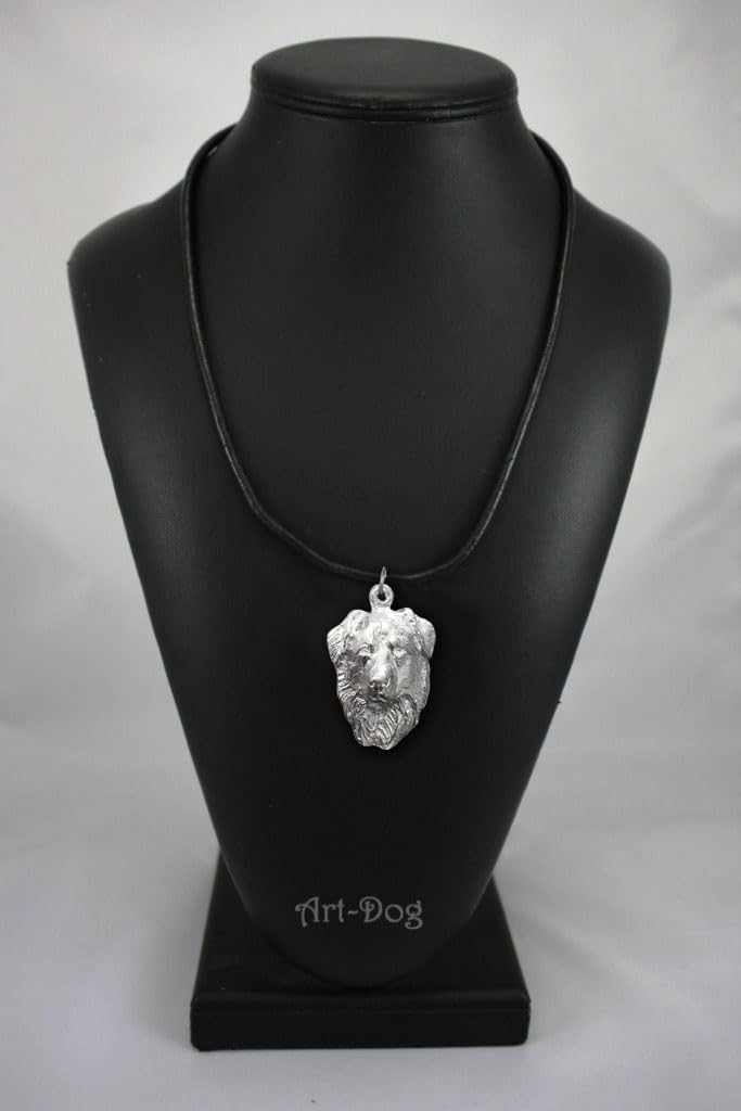 Art-Dog Silver-Plated Dog Pendant on a Leather Strap - Dog Necklace from ArtDog Collection – Silver Dog Necklaces for Men and Women – Dog Breeds Jewelry – Dutch Retriever