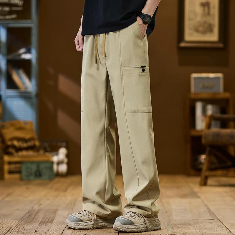 Men's Summer American Patchwork Big Pocket Trendy Loose Straight Workwear Casual Pants3